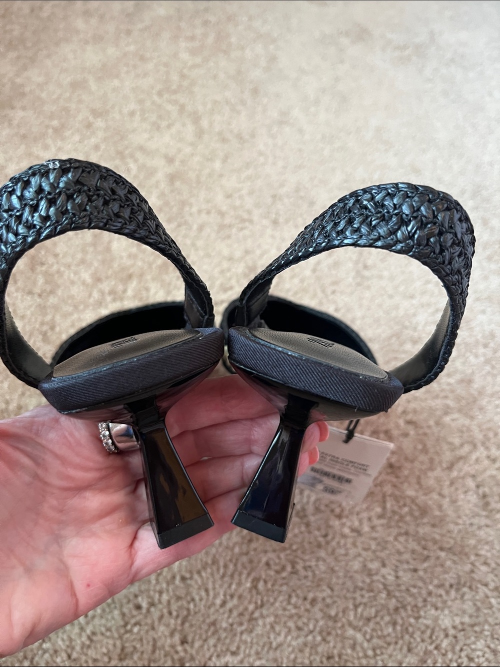 NWT ZARA Woven Slingback Kitten Heels - Picture 4 of 10